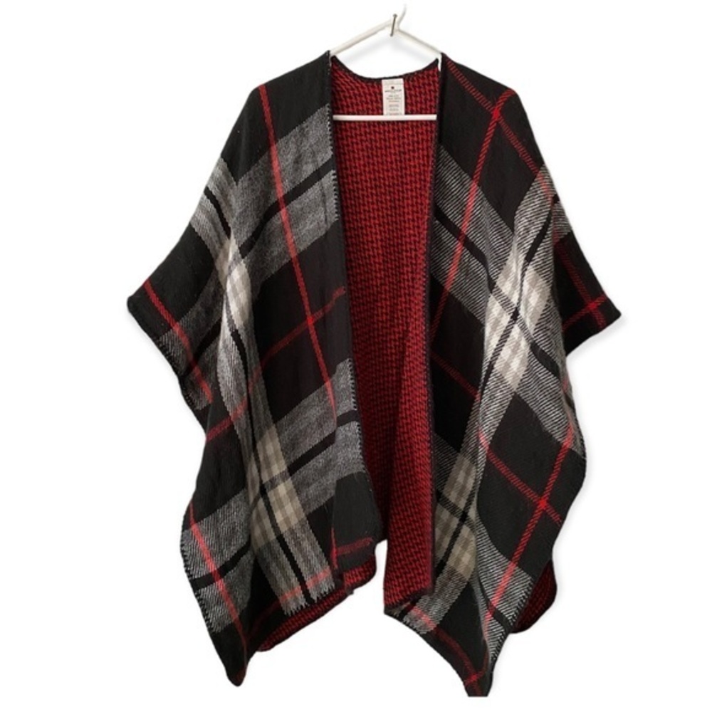 WoolRich Poncho-Shawl Women’s One Size Plaid Open Front 100% Acrylic